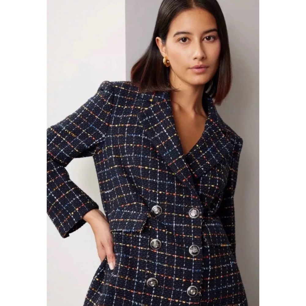 Veronica Beard Rumer Dickey Jacket Plaid Navy Multicolor size 4 - Like New